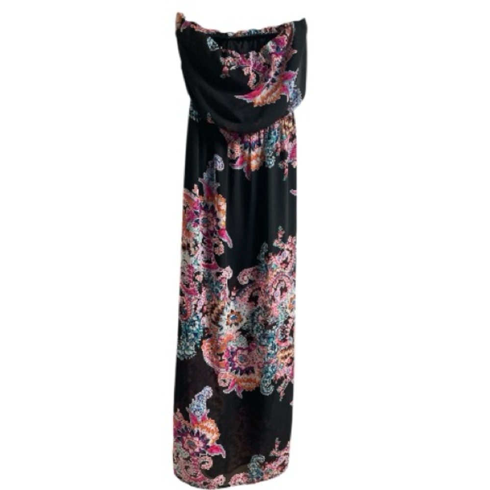 Express Black Floral Strapless Maxi Dress Size‎ XS